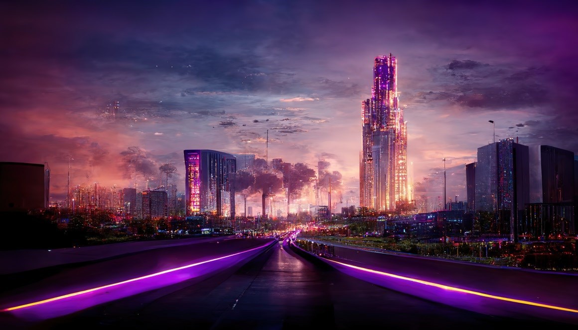 01739_通往夜城的道路拥有摩天大楼的紫色天际线.jpg