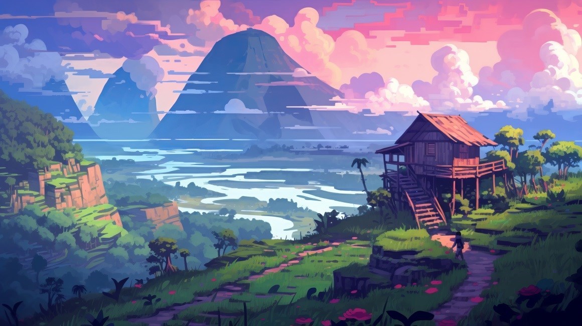 01861_插图谷山小屋云花朵草自然水.jpg