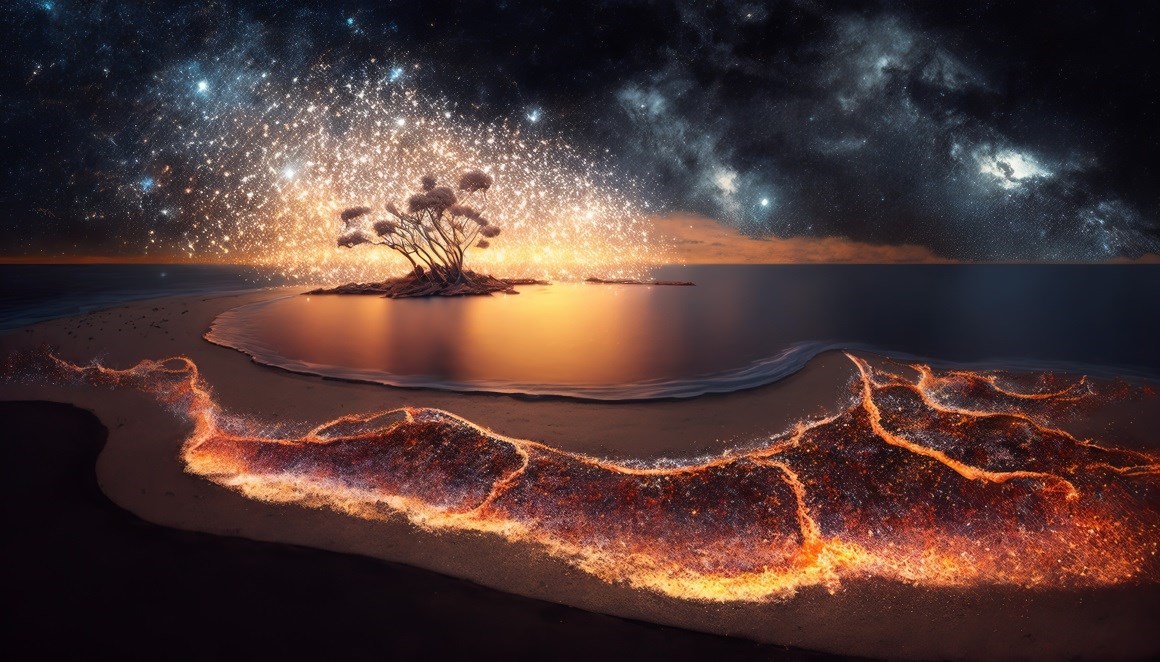 01874_插图景观生物发光树星星水波浪天空星夜.jpg