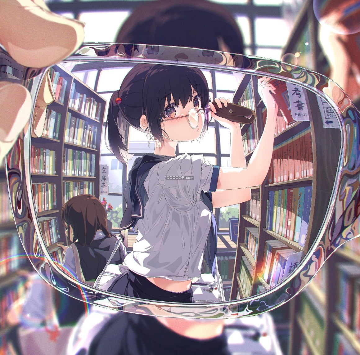 02109_动漫女孩校服眼镜女学生图书图书馆观点奥吉.jpg