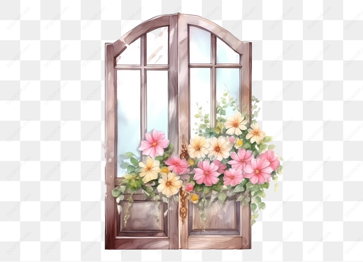 14303_木门前的鲜花装饰.jpg