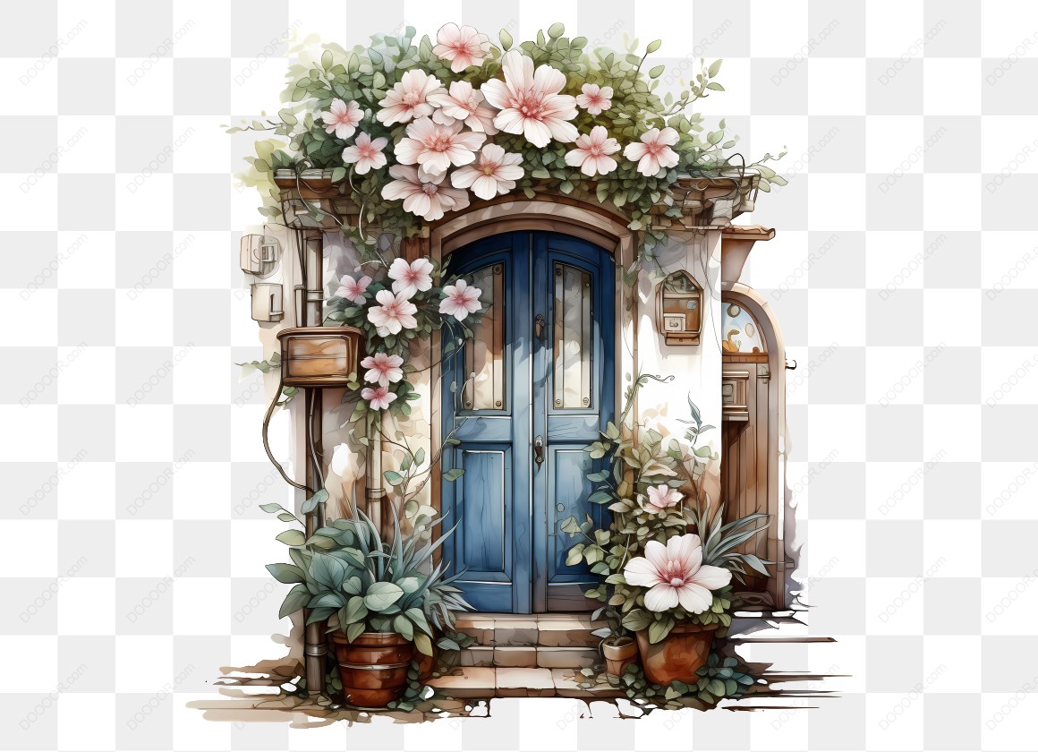 14506_蓝色门_花卉环绕.jpg