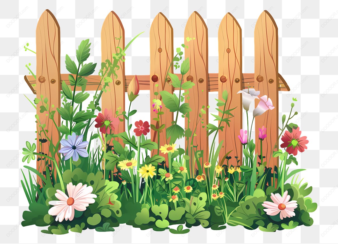 14509_木栅栏与花卉插图.jpg