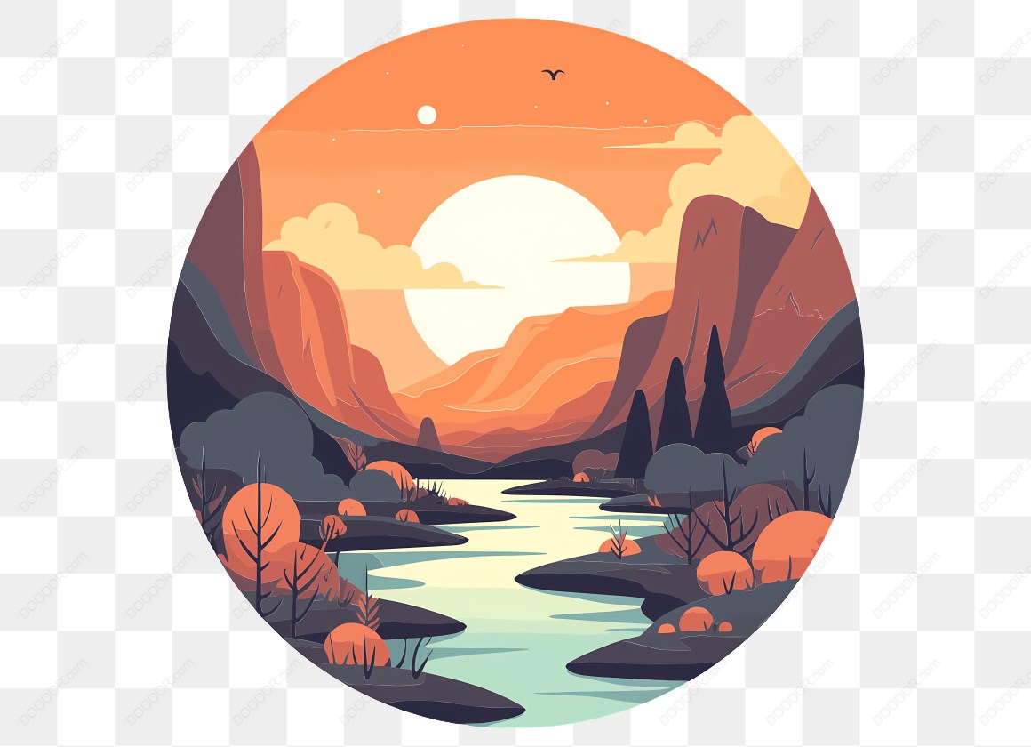 14512_日落山谷插画风景.jpg