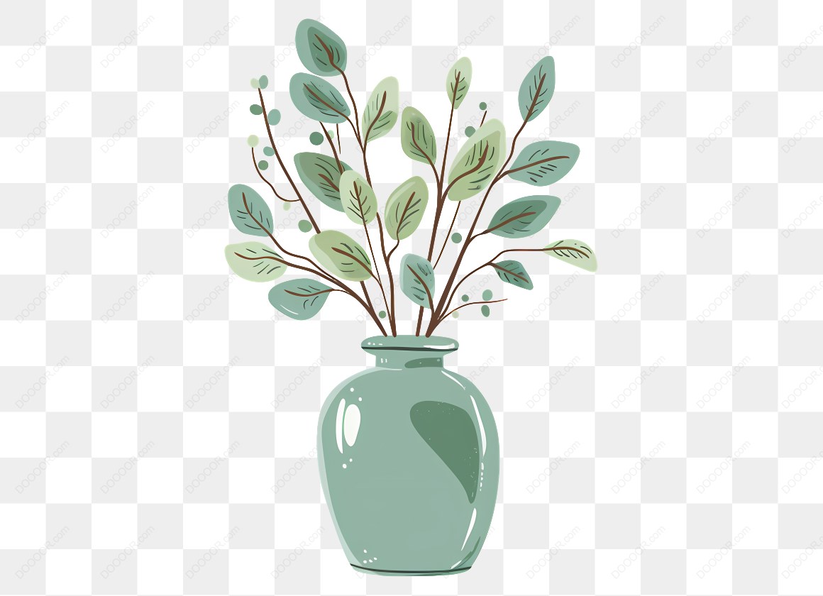 14577_绿色花瓶中的植物插图.jpg