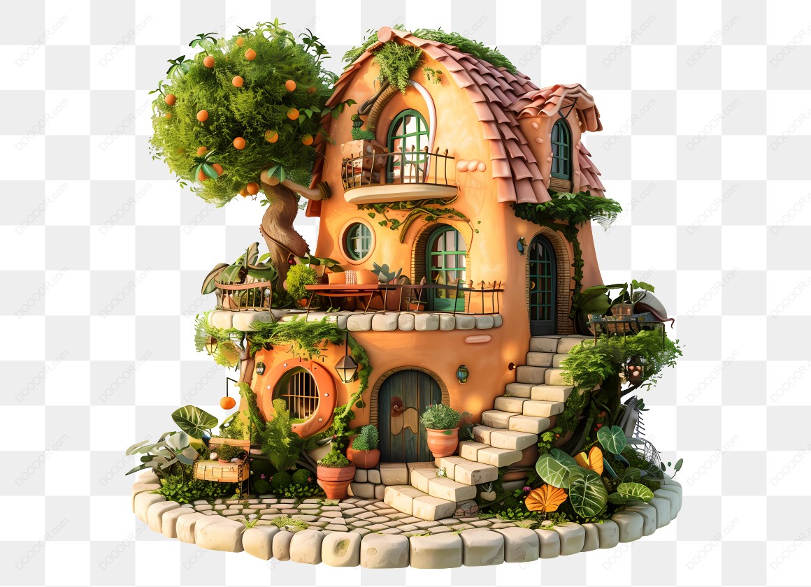 14616_幻想风格的橙色小屋.jpg