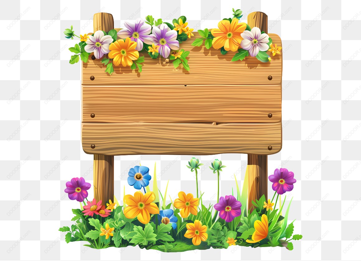 14751_木牌与五颜六色花卉.jpg