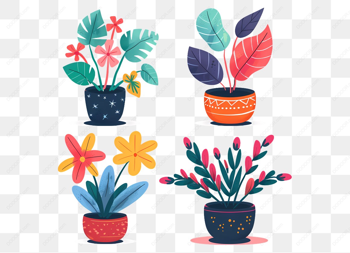 14909_四盆多彩插画植物.jpg
