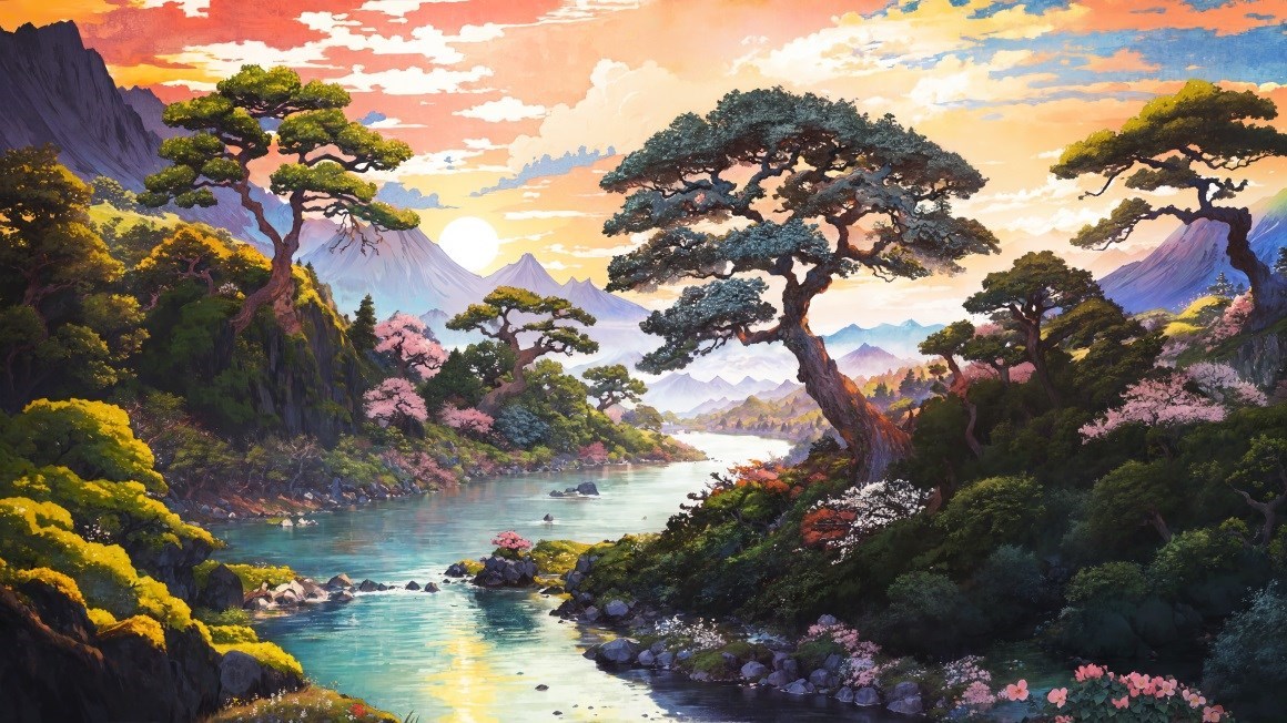 03118_4K自然景观河树森林太阳山云岩石.jpg