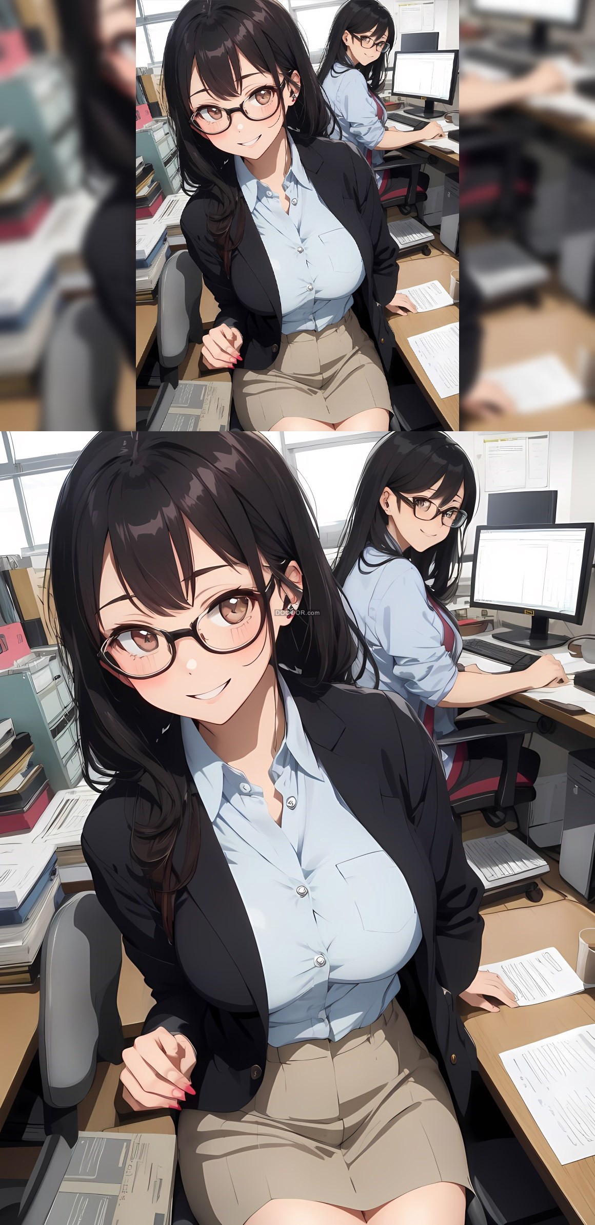 03208_动漫女孩女职员办公室美女脸红微笑黑发长发.jpg
