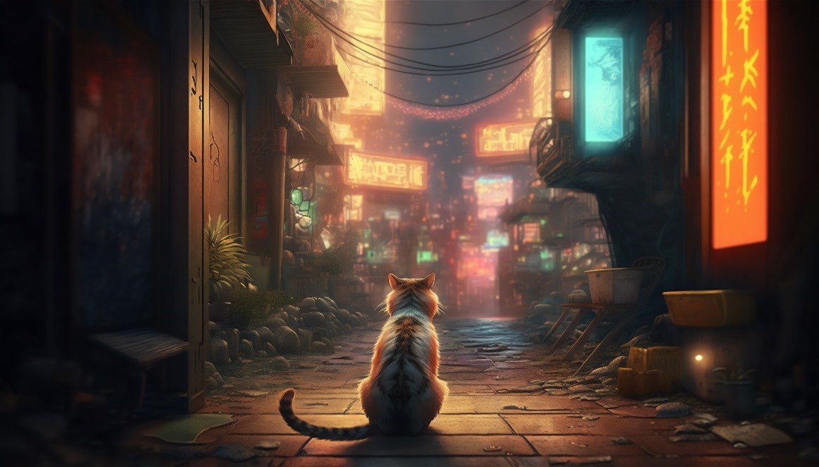 03394_朋克风格猫小小巷日本城市灯光城市路灯动物.jpg