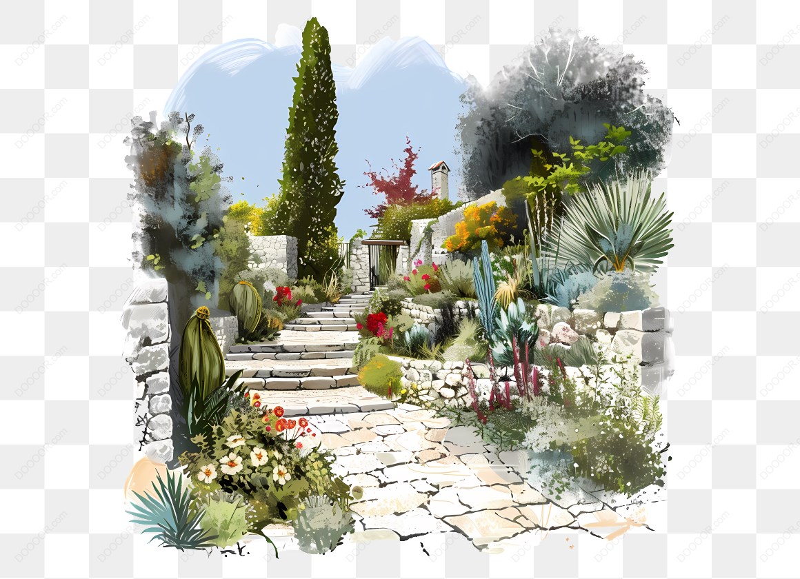 15175_石阶花园风景画.jpg