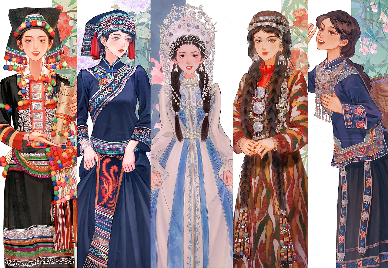 【56个民族系列插画】中华民族姑娘-07.jpg