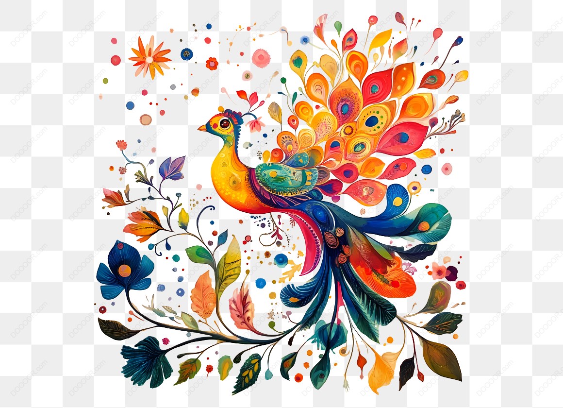 15532_彩色孔雀与花卉图案.jpg