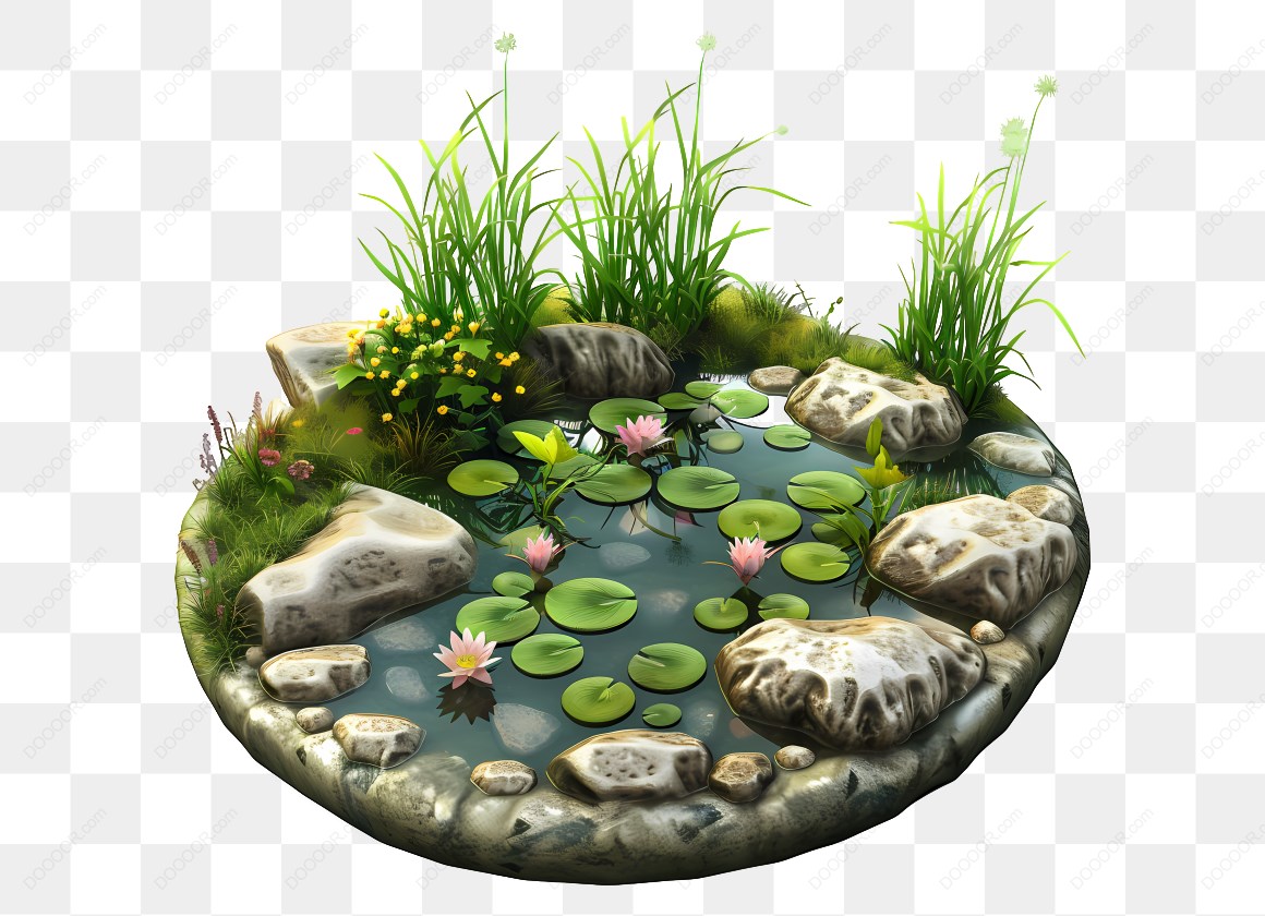 15683_池塘中的睡莲和石头.jpg