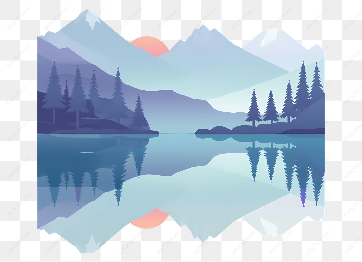 15789_湖泊与山脉风景插画_1.jpg