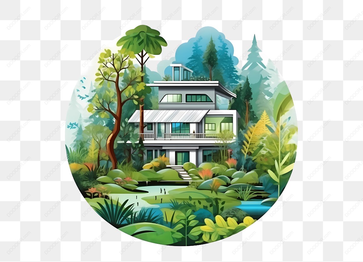 15875_森林中的现代房屋插图.jpg