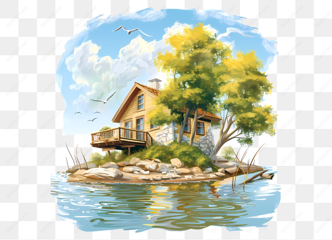 15876_湖边小屋风景插画.jpg