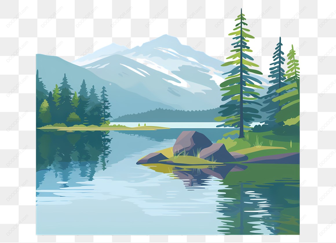 15934_湖泊与山脉风景画_2.jpg