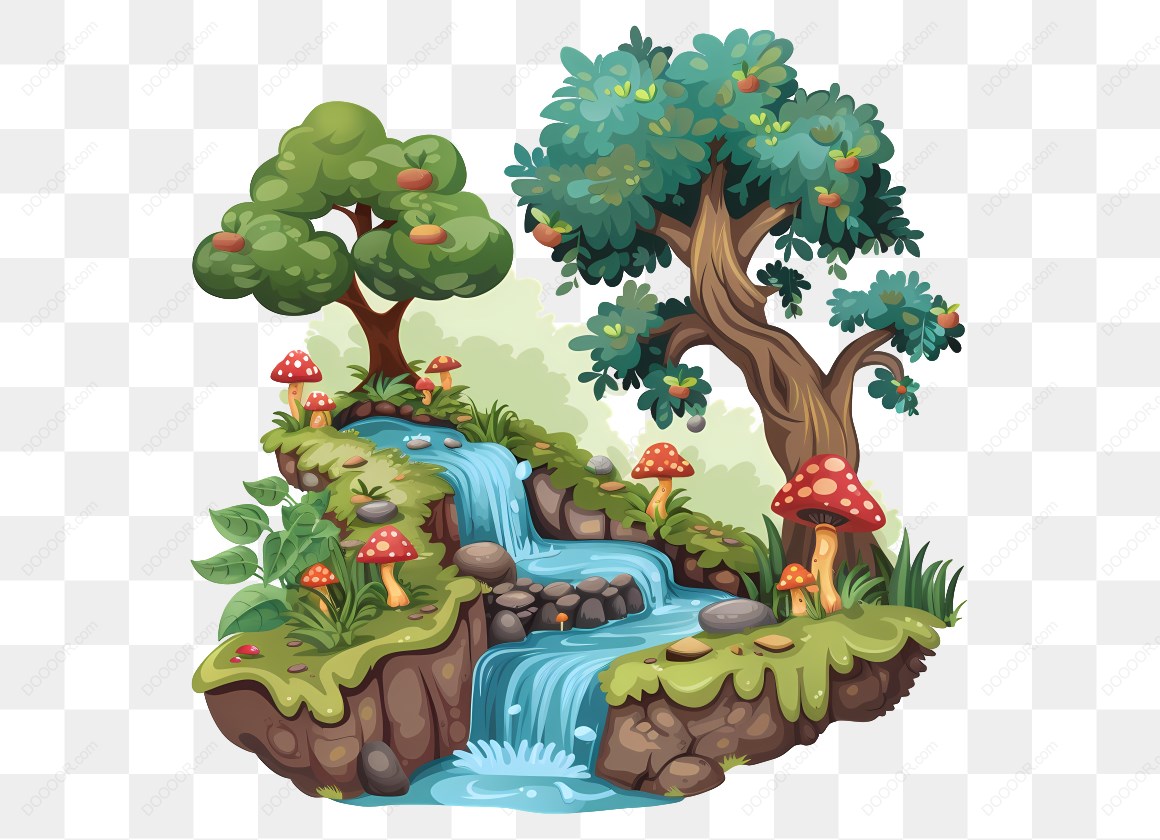16194_森林小溪和蘑菇插图.jpg