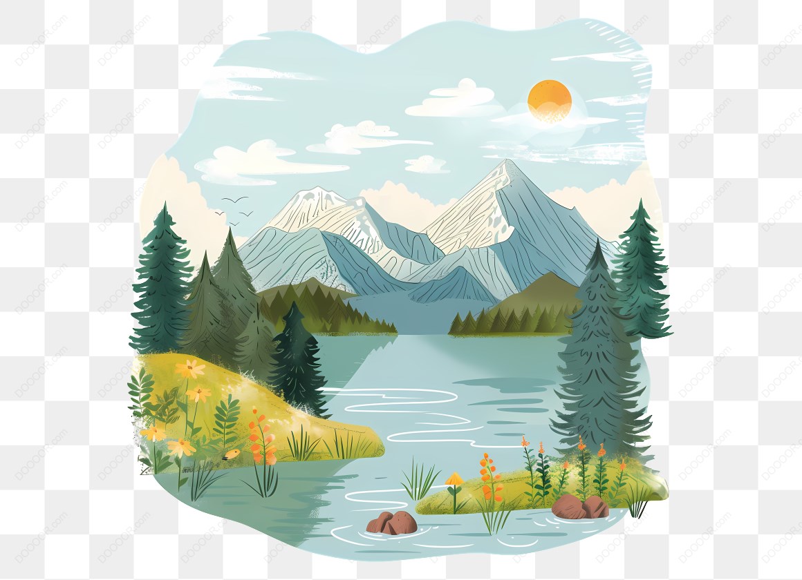 16255_风景插画_湖泊与山脉_1.jpg