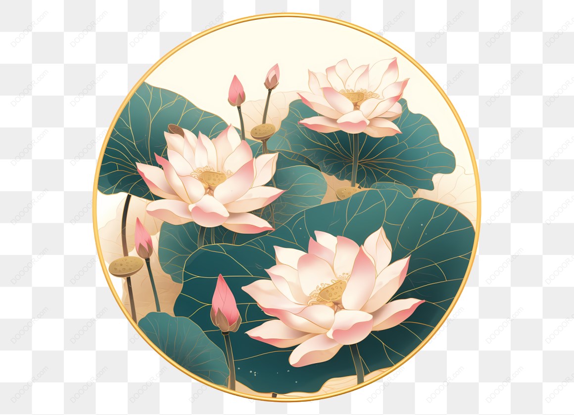 18414_荷花与荷叶图案.jpg