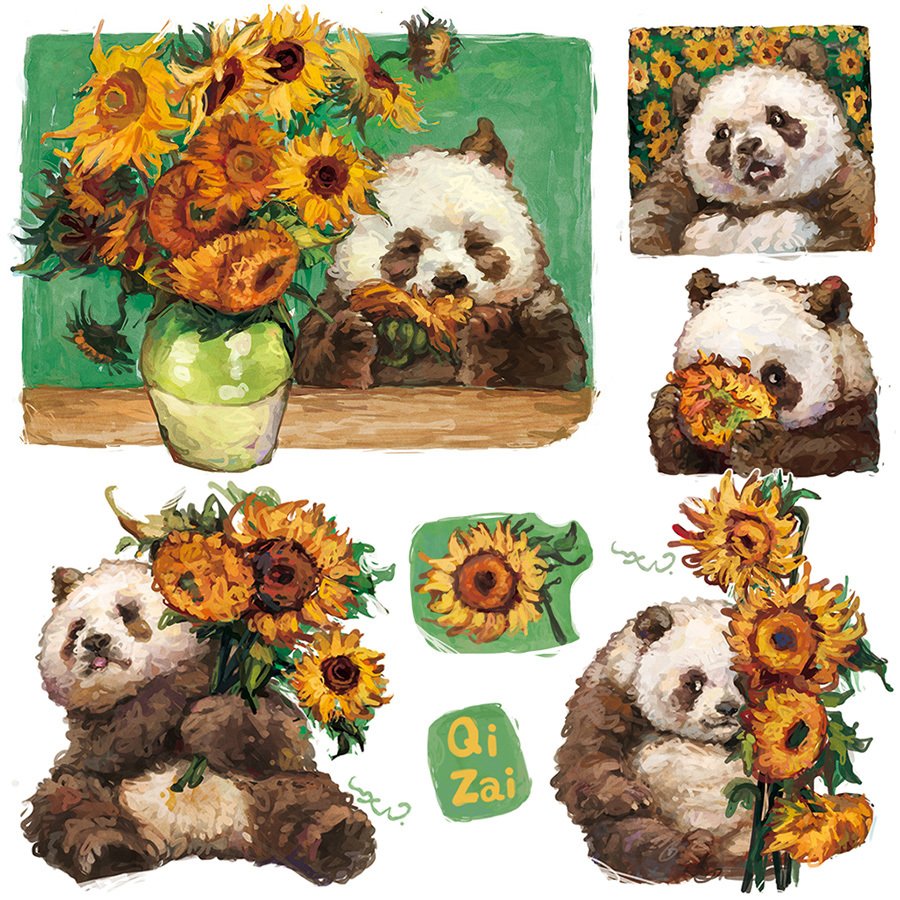 【国宝图鉴】七仔｜ 向日葵 插画设计.jpg