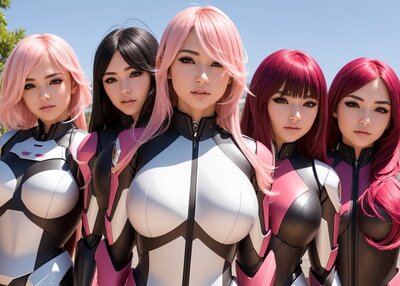美女长发美女团体幻想女孩紧身衣金发
