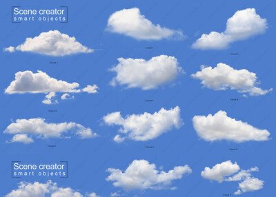 18朵真实云朵蓝天白云PSD素材