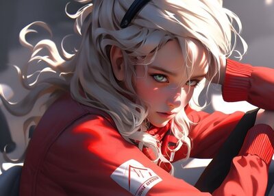 美女长发白头发数码艺术