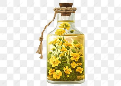 黄色花草玻璃瓶