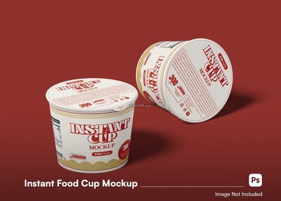 红色背景方便面杯模型