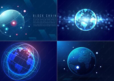 4款元世界数字地区科技化蓝色概念区块链背景矢量素材-VOL-01