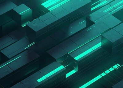3D抽象壁纸灯光积木楼层抽象建筑