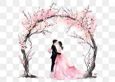 婚礼插画_浪漫樱花拱门