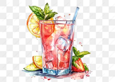 饮料与水果插图