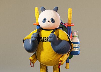3D立体C4D熊猫角色动物建模渲染数字插图设计[14P]