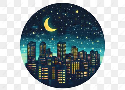 夜晚城市星空景象