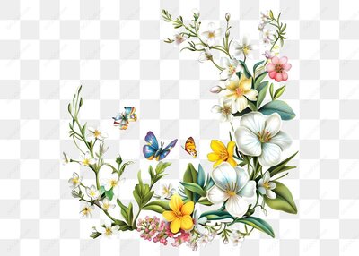 花卉和蝴蝶插图
