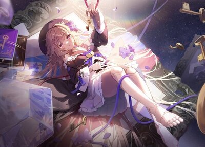 动漫女孩Herta星轨星轨脚长发帽子花瓣