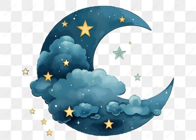 月亮云星夜图