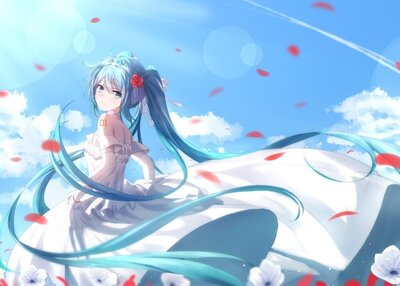 动漫女孩VOCALOID初音未来裙子长发