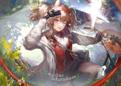 动漫女孩日光魅力明日方舟安吉丽娜自行车美