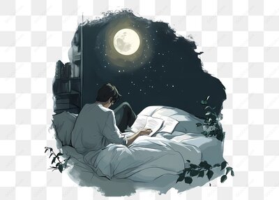 夜晚读书的女孩