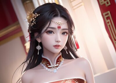 耳环挂脖连衣裙项链美女