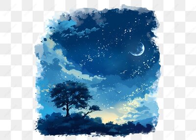 夜空星辰与月亮