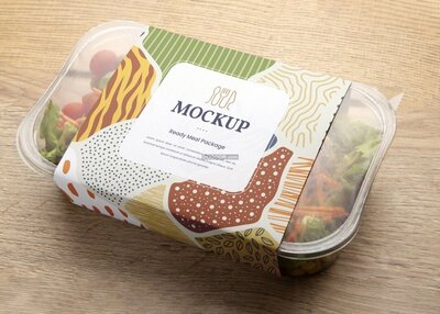 彩色图案便当盒包装样机模型