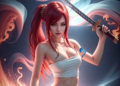 红宝石厄扎红头鱼卡塔娜火美女顶肖像剑武器