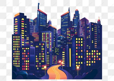 夜晚城市景观插图
