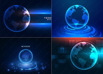 4款元世界数字地区科技化蓝色概念区块链背景矢量素材-VOL-02